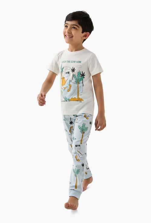Juniors Dino Print T-shirt and Pyjama Set