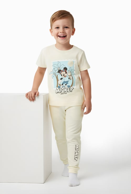 Mickey Mouse Print T-shirt and Pyjama Set