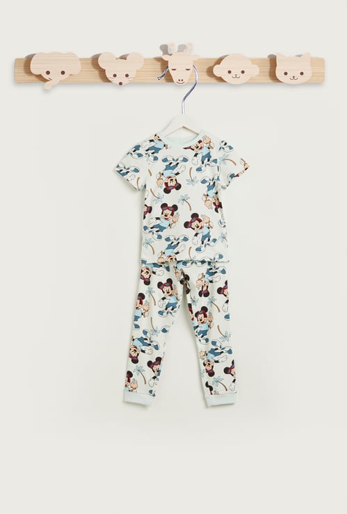 Mickey Mouse Print T-shirt and Pyjama Set