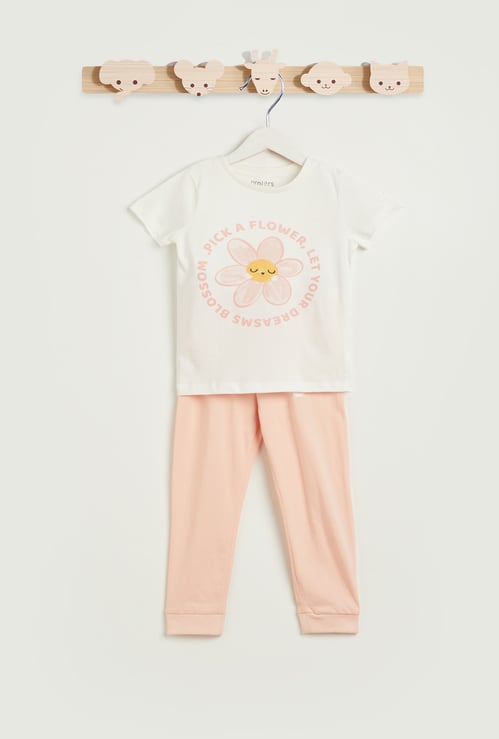 Juniors Floral Print T-shirt and Pyjama Set