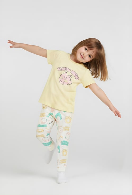 Juniors Printed T-shirt and Pyjama Set