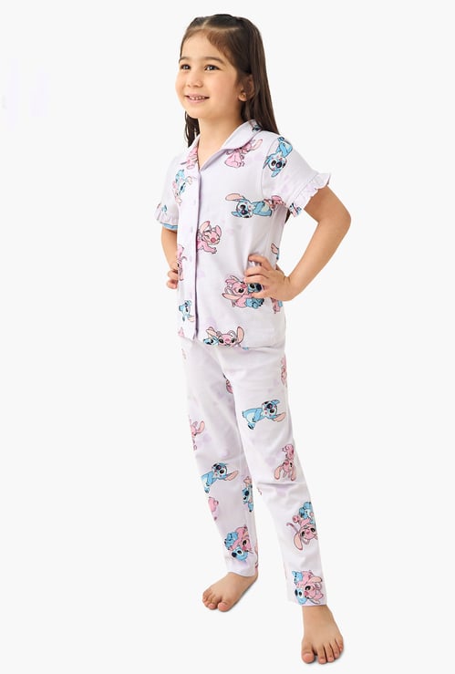 Stitch and Angel Print Shirt and Pyjama Set