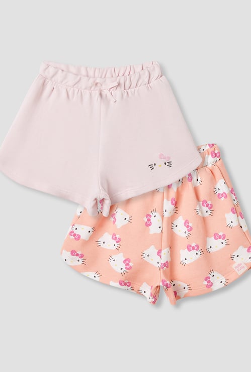 Sanrio Hello Kitty Print Shorts with Elasticated Waist - Set of 2