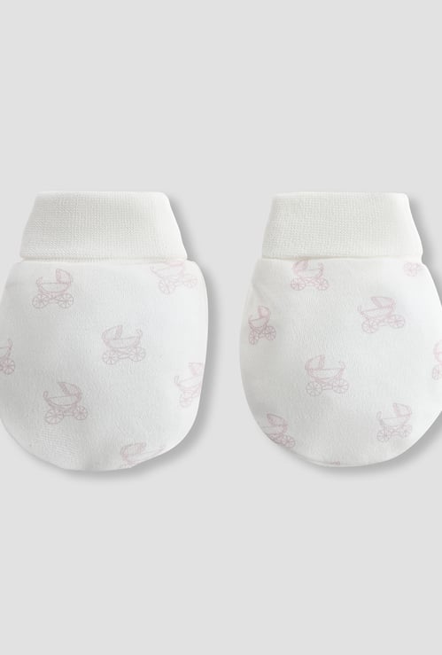 Giggles Pram Print Mittens