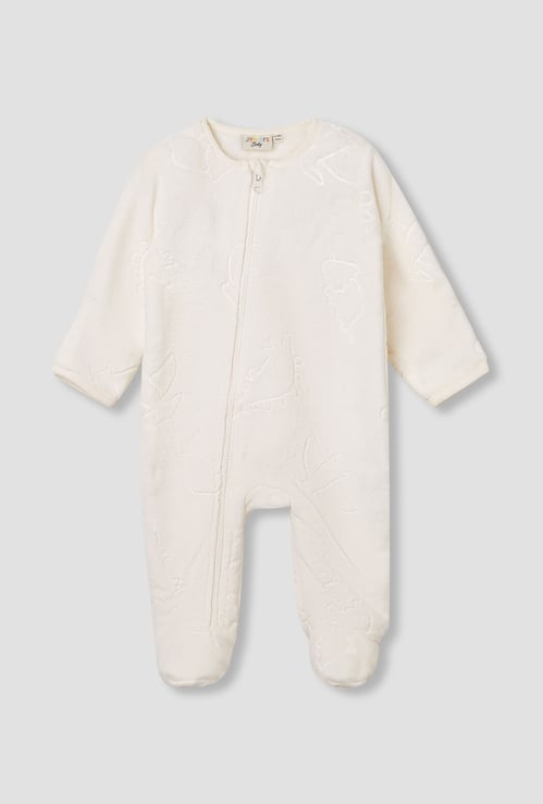 Juniors Dinosaur Debossed Coverall with Long Sleeves