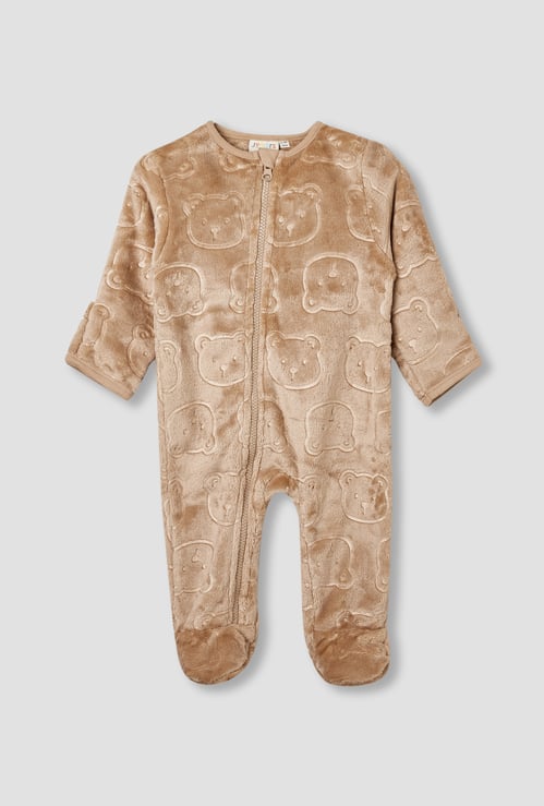 Juniors Bear Debossed Coverall with Long Sleeves