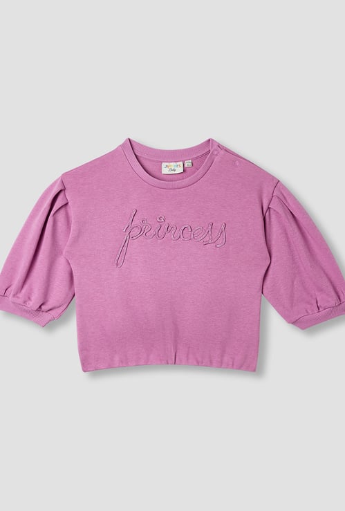Juniors Princess Applique Sweatshirt with Long Sleeves