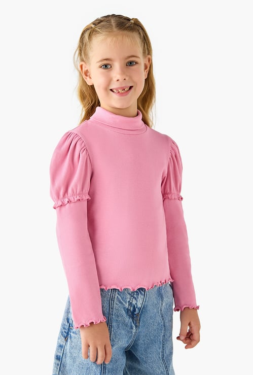 Juniors Ribbed Turtleneck Top