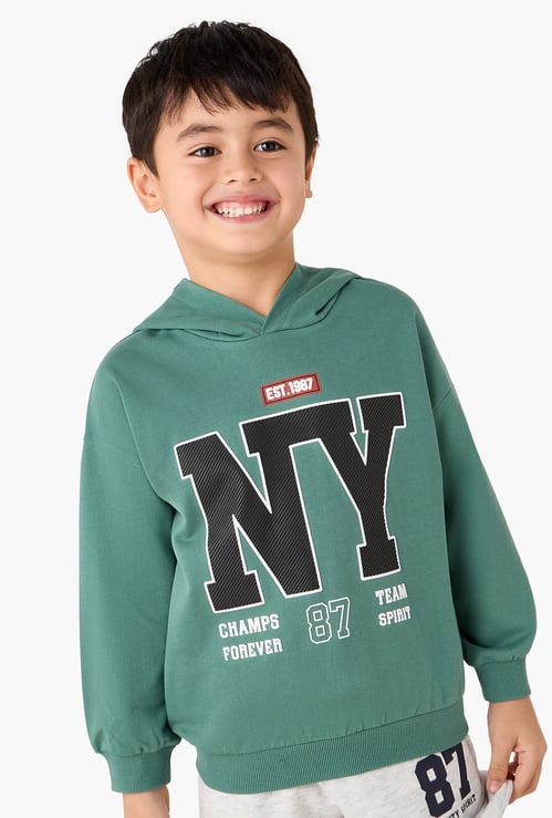 Juniors Varsity Print Hoodie with Long Sleeves