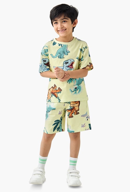 Juniors Dinosaur Print T-shirt and Shorts Set