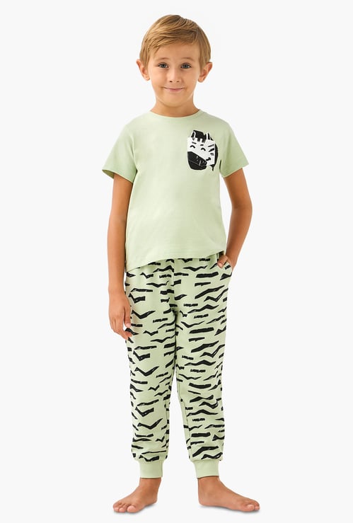 Juniors Zebra Print T-shirt and Pyjama Set