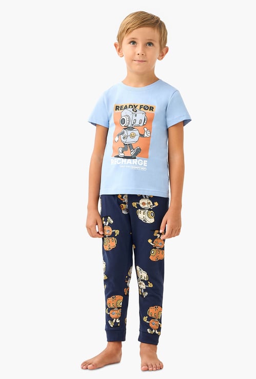 Juniors Robot Print T-shirt and Pyjama Set