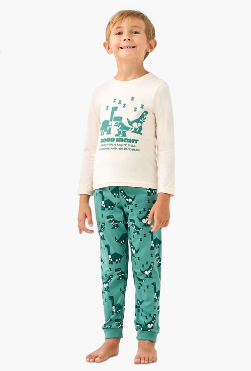 Juniors Dinosaur Print T-shirt and Pyjama Set