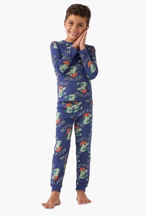 Juniors Crocodile Print T-shirt and Pyjama Set