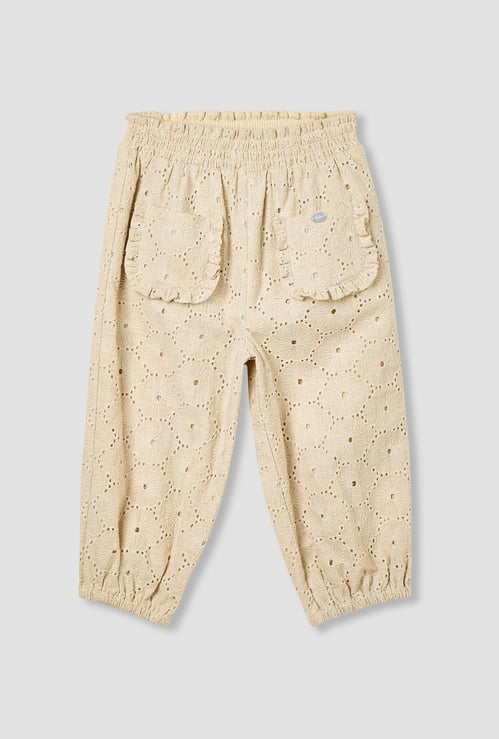 Giggles Schiffli Embroidered Pants with Elasticated Waistband