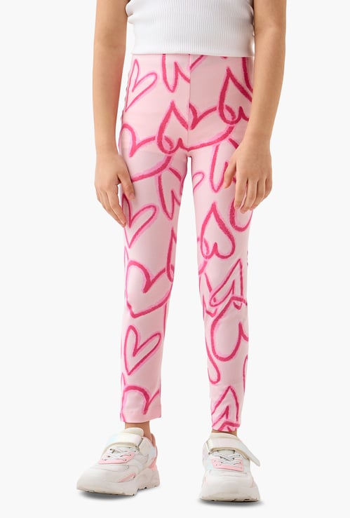 Juniors All-Over Heart Print Leggings