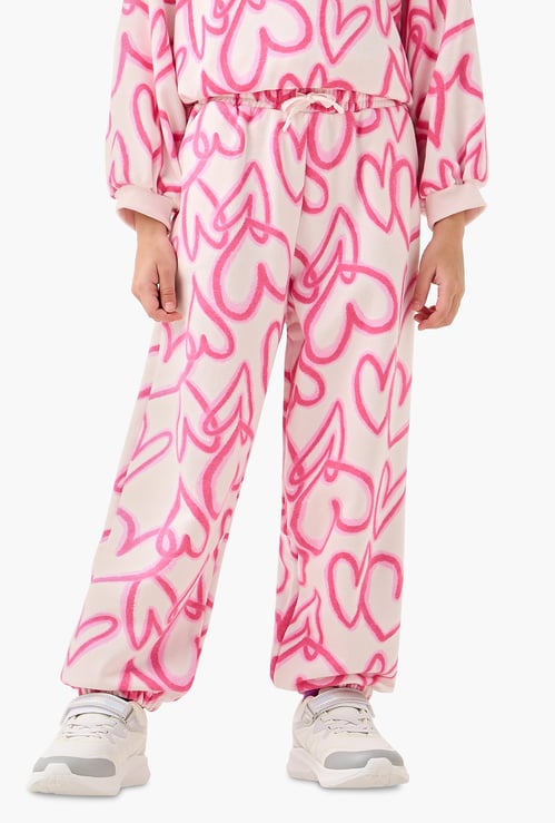 Juniors Heart Print Joggers