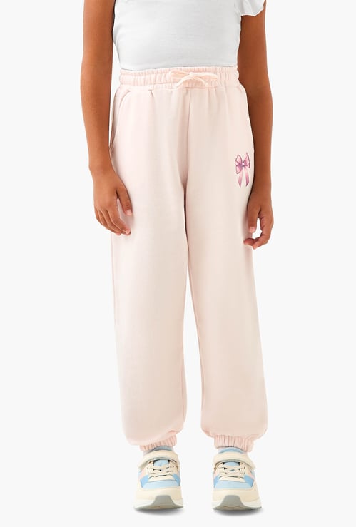 Juniors Bow Print Joggers with Drawstring Closure