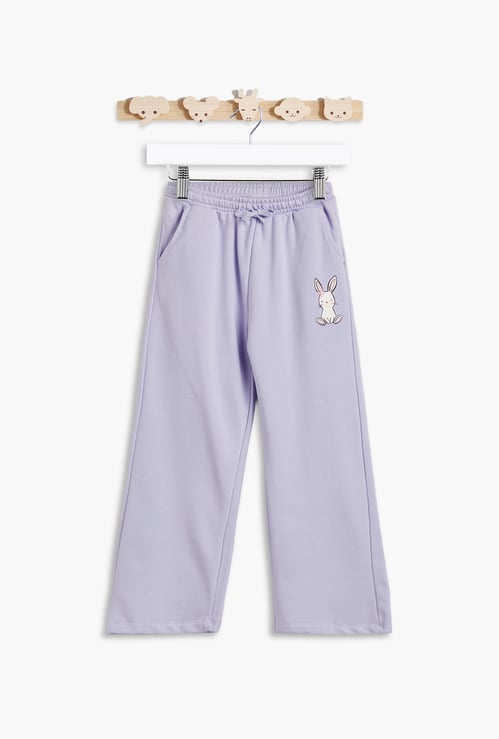 Juniors Bunny Print Joggers with Drawstring Closure and Pockets