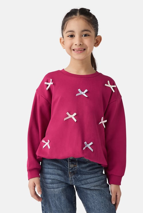 Juniors Bow Applique Sweatshirt