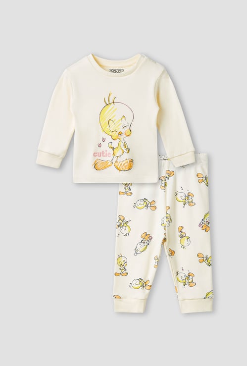 Juniors Tweety Print T-shirt and Pyjama Set