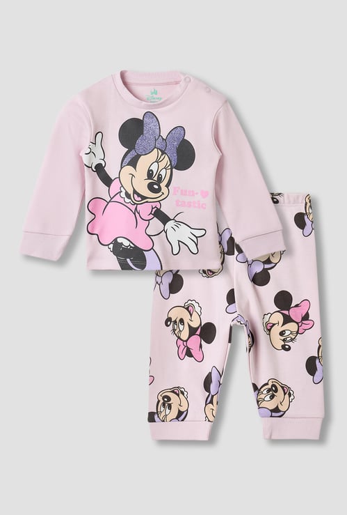 Minnie Mouse Print T-shirt with Long Sleeves and Pyjama Set