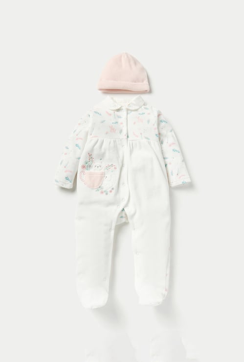 Juniors Embroidered Sleepsuit with Beanie