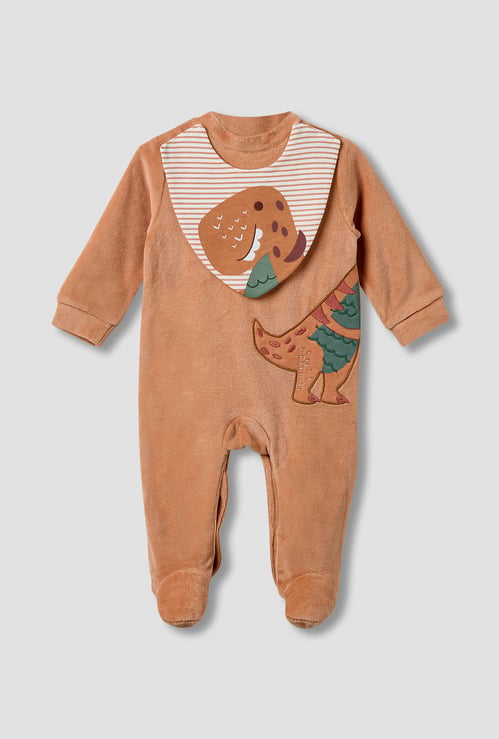 Juniors Embroidered Velour Sleepsuit with Long Sleeves