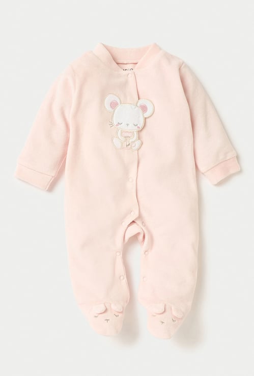 Juniors Mouse Applique Sleepsuit with Snap Button Closure