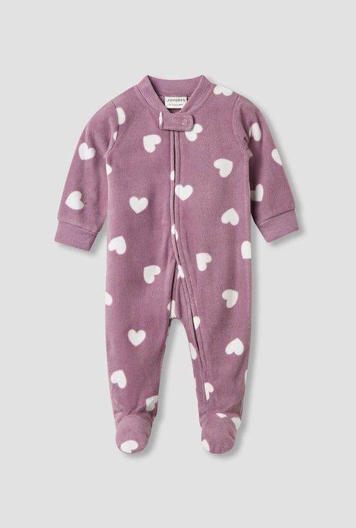 Juniors Printed Mandarin Collar Closed Feet Sleepsuit