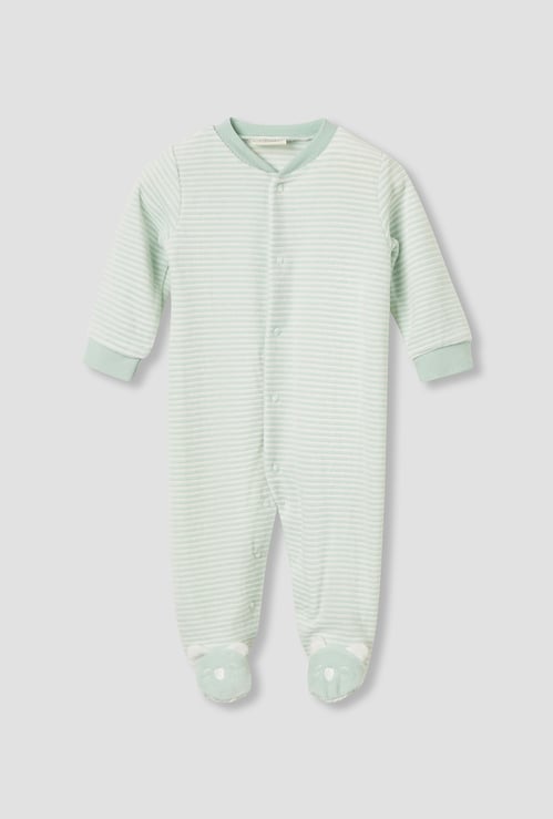 Juniors Striped Sleepsuit with Round Neck