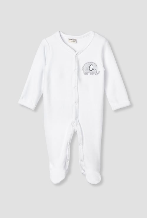 Juniors Elephant Applique Sleepsuit with Long Sleeves