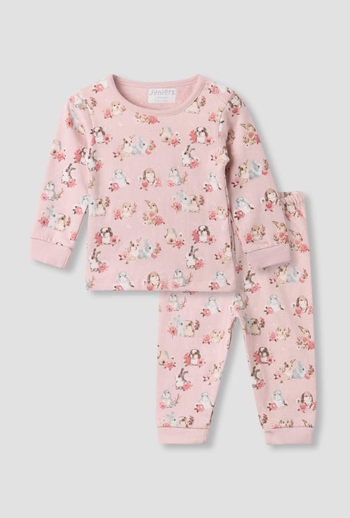 Juniors Bunny Print Sweatshirt and Pyjama Set