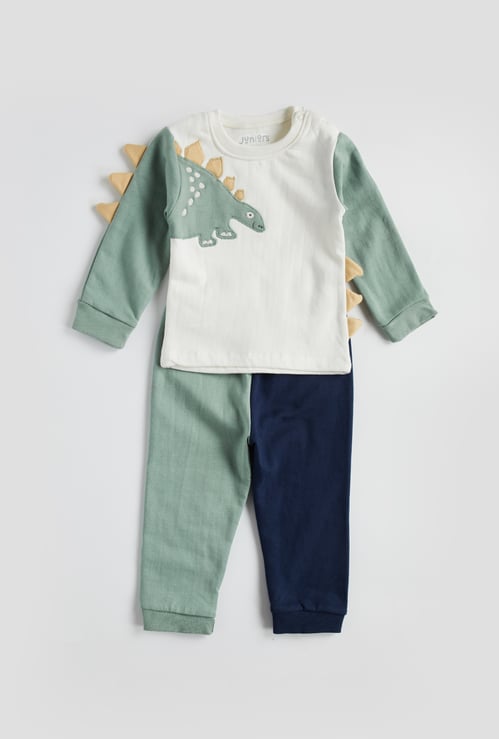 Juniors Dinosaur Applique T-shirt and Pyjama Set