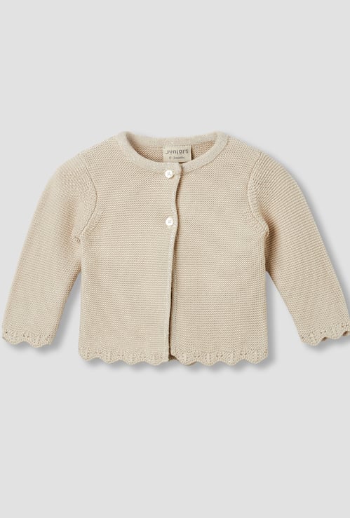 Juniors Knitted Cardigan with Scallop Hem