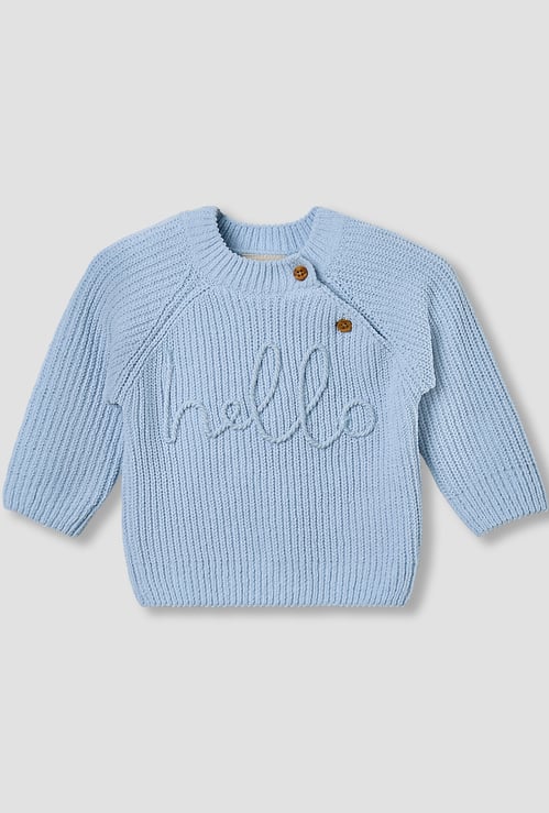 Juniors Knit Textured Sweater with Long Sleeves