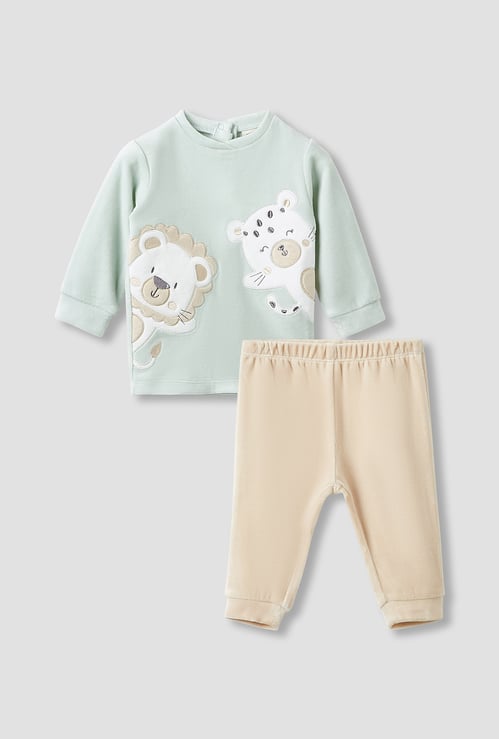 Juniors Animal Applique T-shirt and Pyjama Set