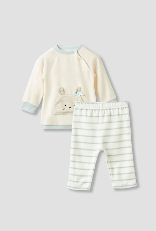 Juniors Bunny Applique T-shirt with Pyjama Set