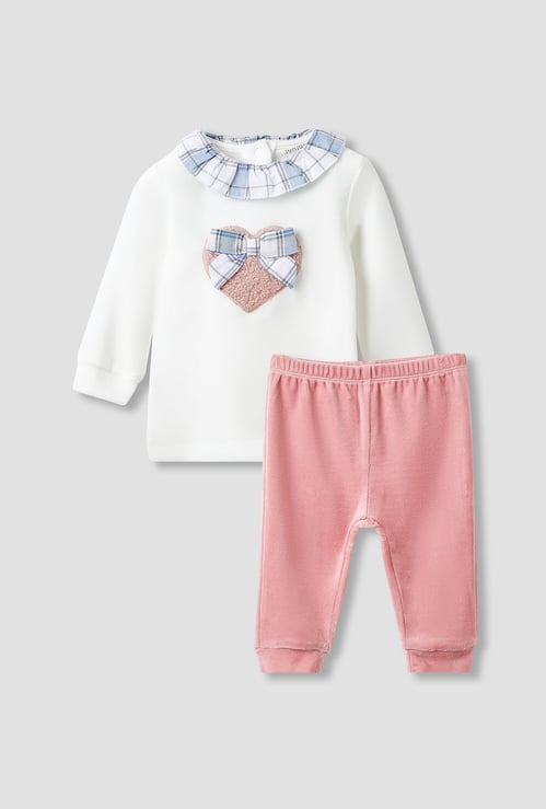 Juniors Heart Applique Detail T-shirt with Pyjama Set