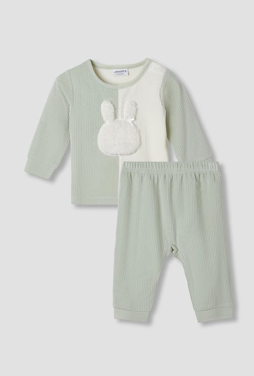 Juniors Bunny Applique T-shirt and Pyjama Set