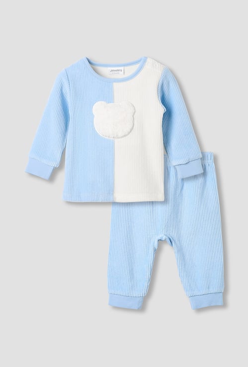 Juniors Bear Applique T-shirt with Pyjama Set