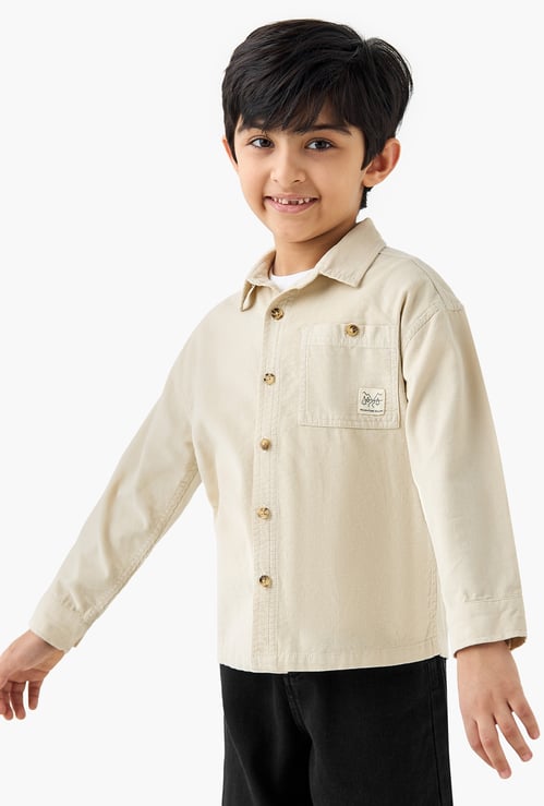 Juniors Corduroy Shirt with Patch Pocket