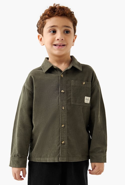 Juniors Corduroy Shirt with Collar and Long Sleeves