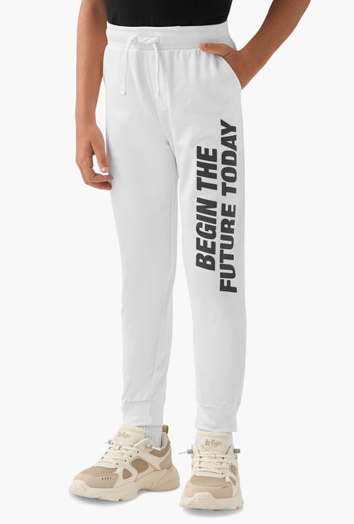 Juniors Slogan Print Joggers with Pockets