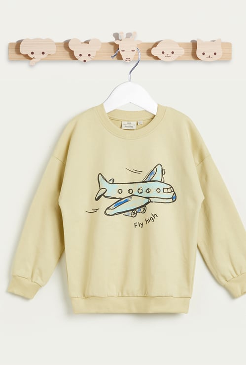 Juniors Graphic Print Sweatshirt with Long Sleeves