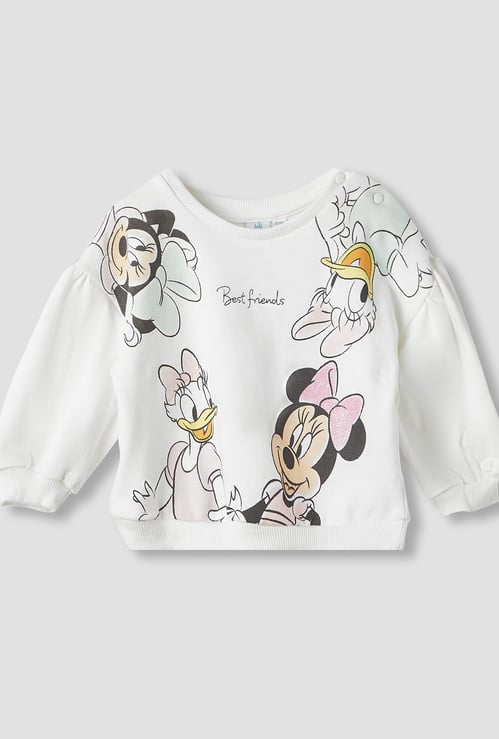 Minnie Mouse and Daisy Duck Print Sweatshirt with Long Sleeves