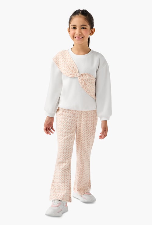 Juniors Bow Accent Sweatshirt and Pants Set