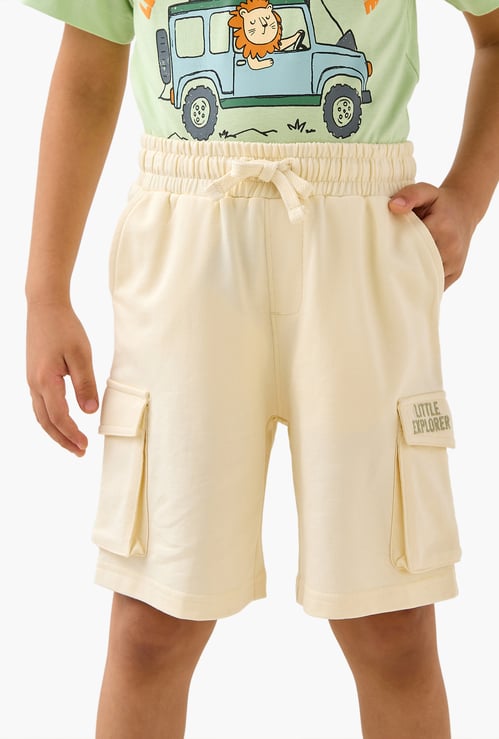 Juniors Textured Shorts with Pockets and Drawstring Closure