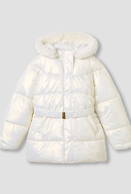 Juniors Padded Jacket with Hood and Long Sleeves