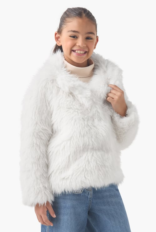 Juniors Faux Fur Jacket with Long Sleeves
